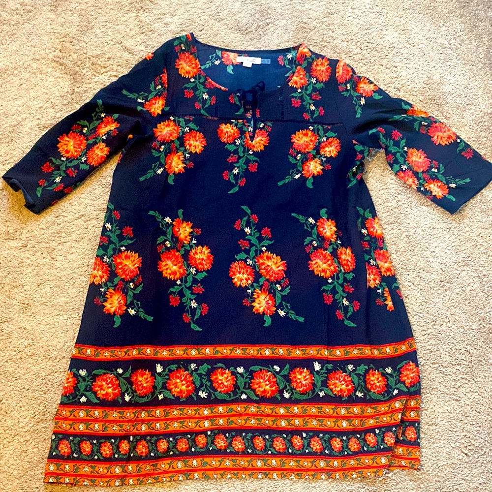 Simply Noelle double layer shift dress Sz L / XL 12 - 14 navy floral womens